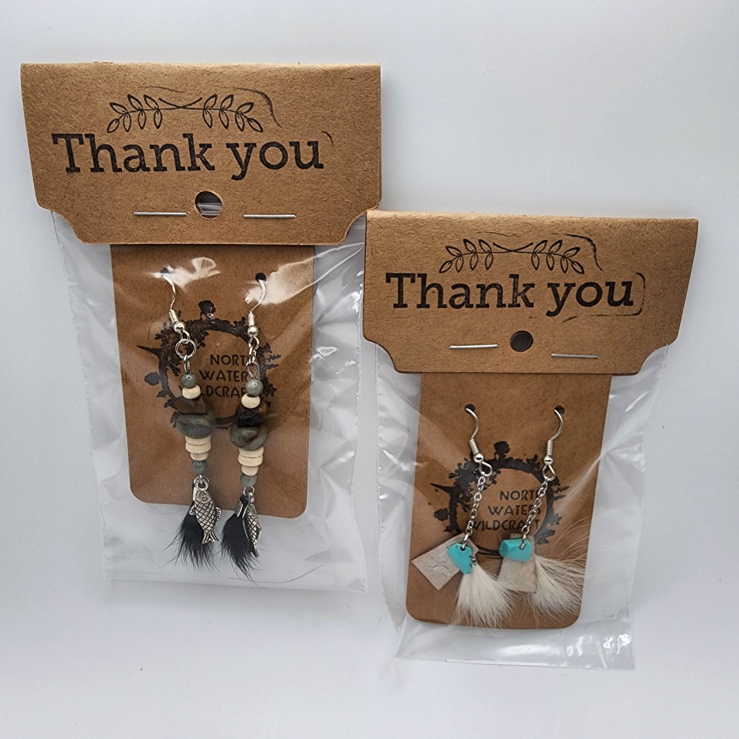 Feather + Stone Earring