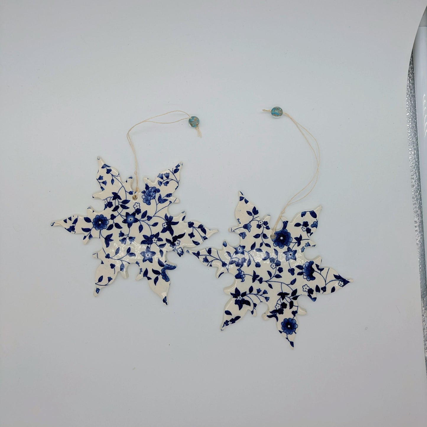 Patterned Snowflake Pottery Ornament