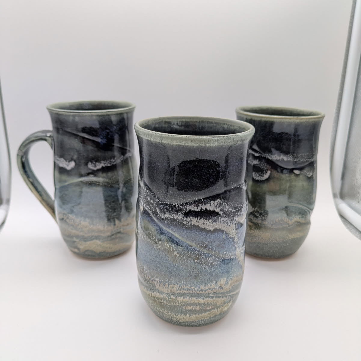 Pottery Mug - Green & Blue Swirl