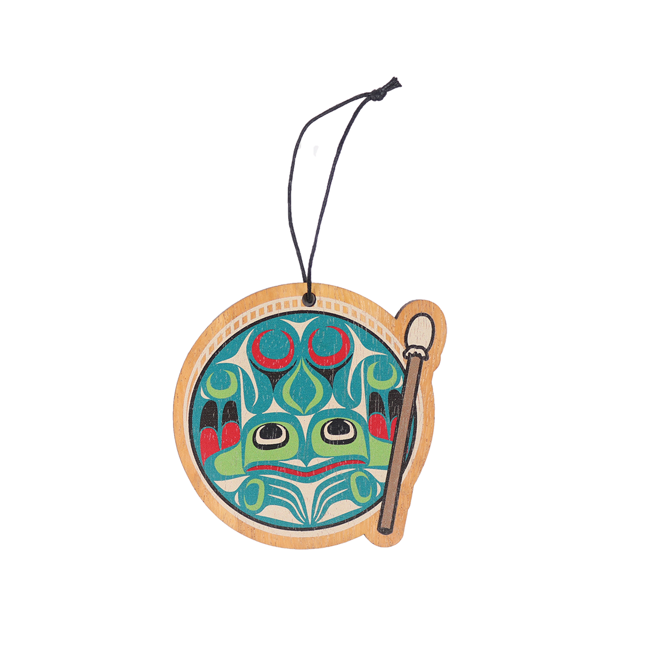 Wood Ornament- Frog Drum no