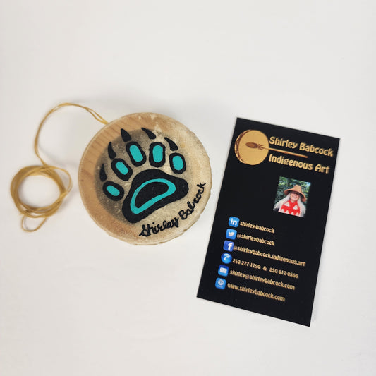 Original Art Indigenous Bear Paw Mini Drum Ornament