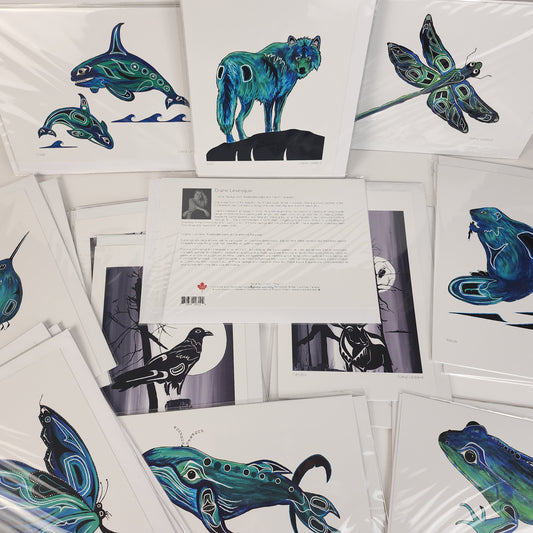 Indigenous Teal and Gray Art Cards