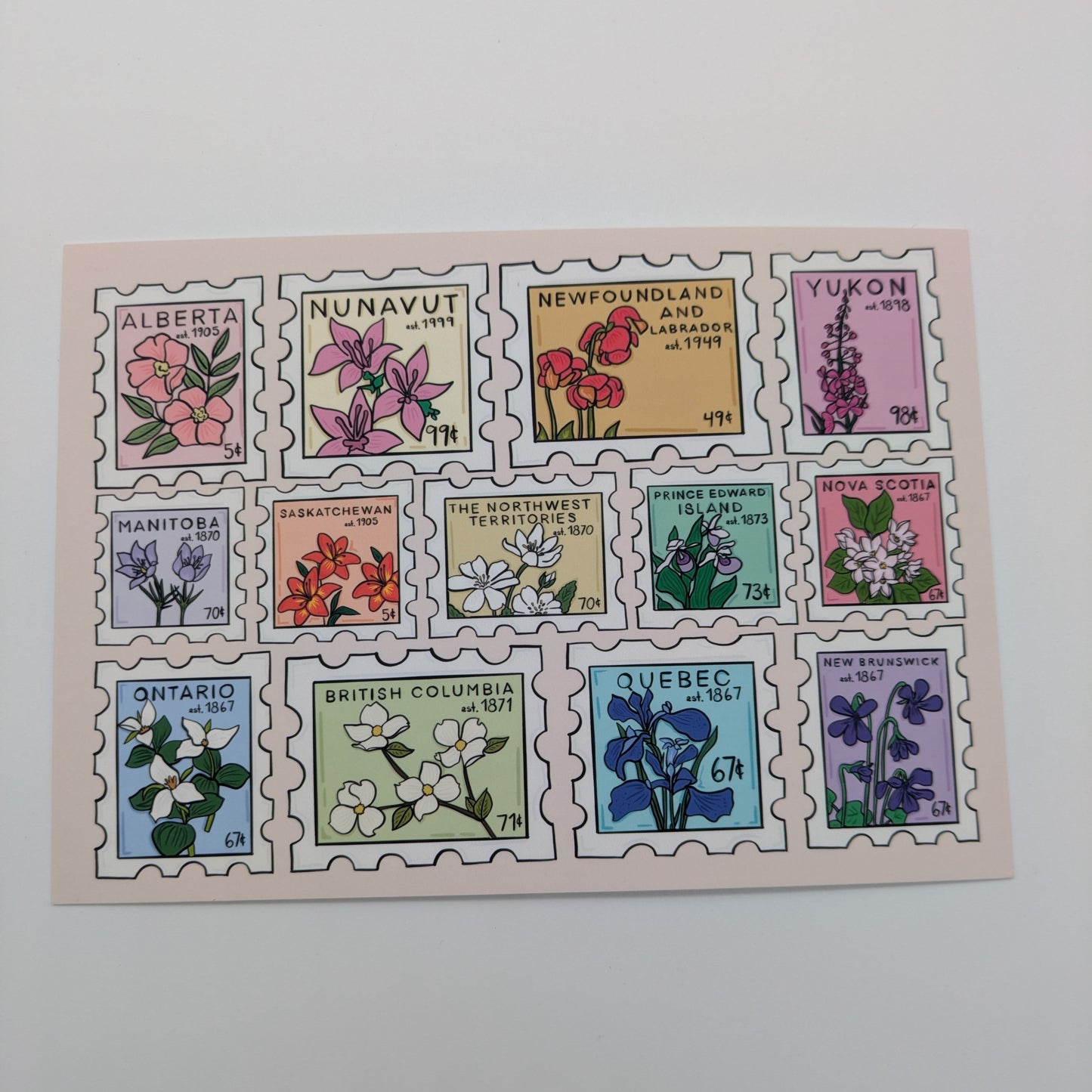 Postcard - Provincial Flowers Postage Stamp
