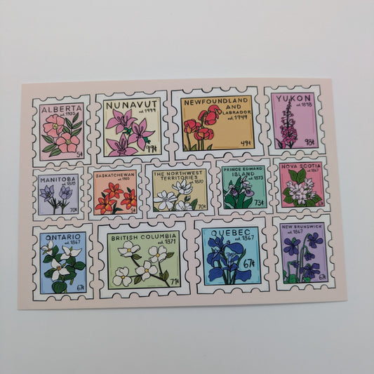 Postcard - Provincial Flowers Postage Stamp