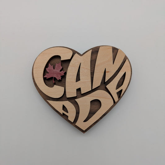 Magnet - Wooden Canada Heart