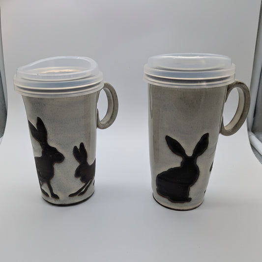 Pottery Travel Mug - Rabbits