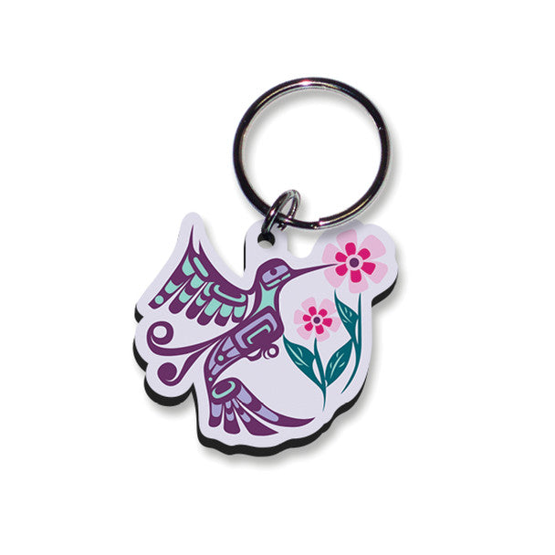 Keychain - Hummingbird & Flower