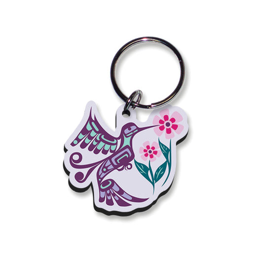 Keychain - Hummingbird & Flower