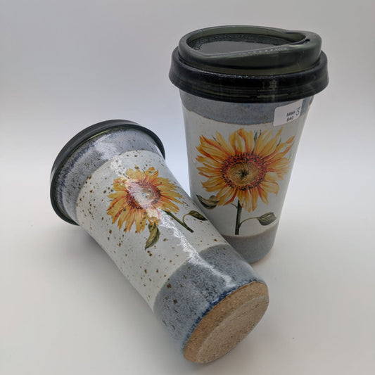 Pottery Travel Mug - Sunflowers