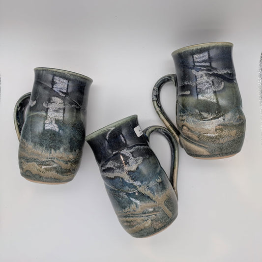 Pottery Mug - Green & Blue Swirl