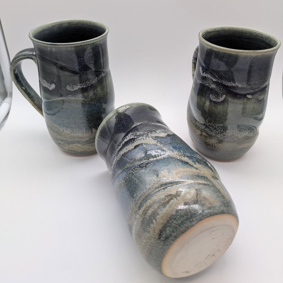 Pottery Mug - Green & Blue Swirl