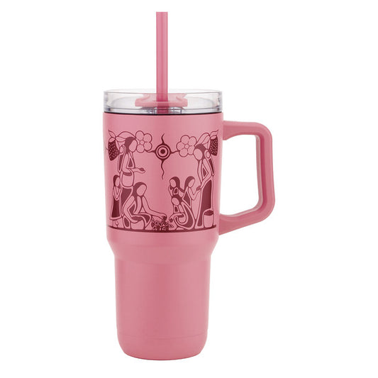 Water Bottle - Heart Berry Gatherers with Straw