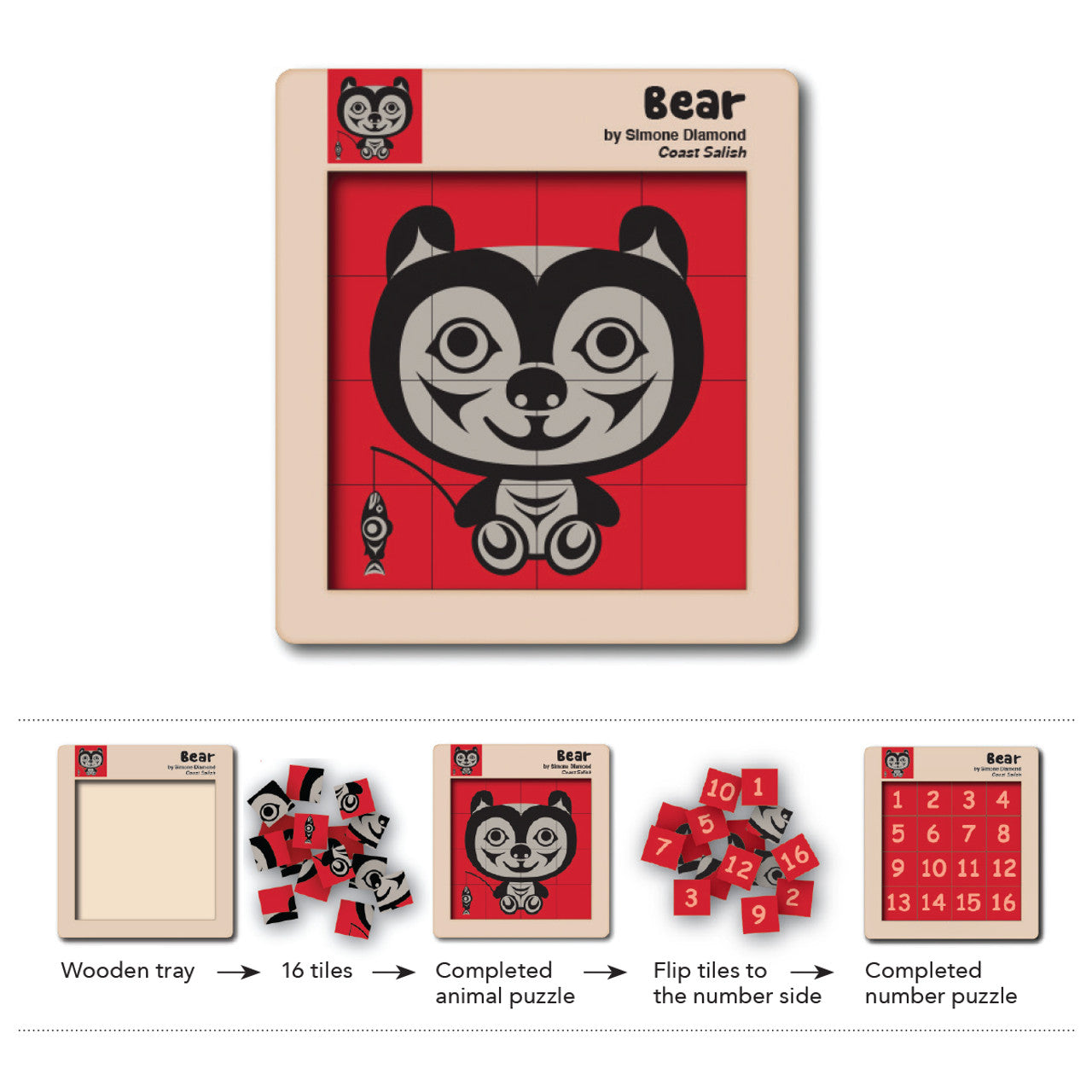 Double-Sided Wooden Tile Puzzle-Bear